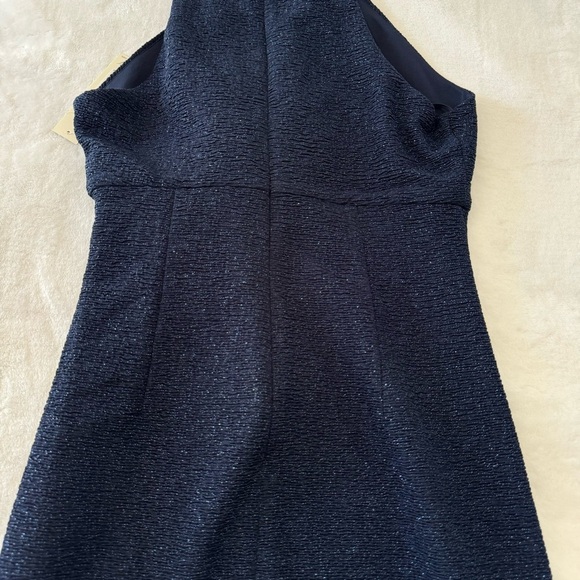 NWT Eliza J Cross Neck Sparkly Midi Halter Navy Dress Size 10 - Picture 9 of 16